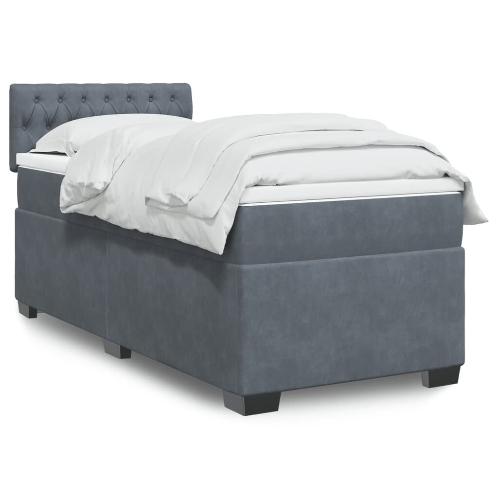 vidaXL Боксспринг легло с матрак тъмносиво 80x200 см кадифе