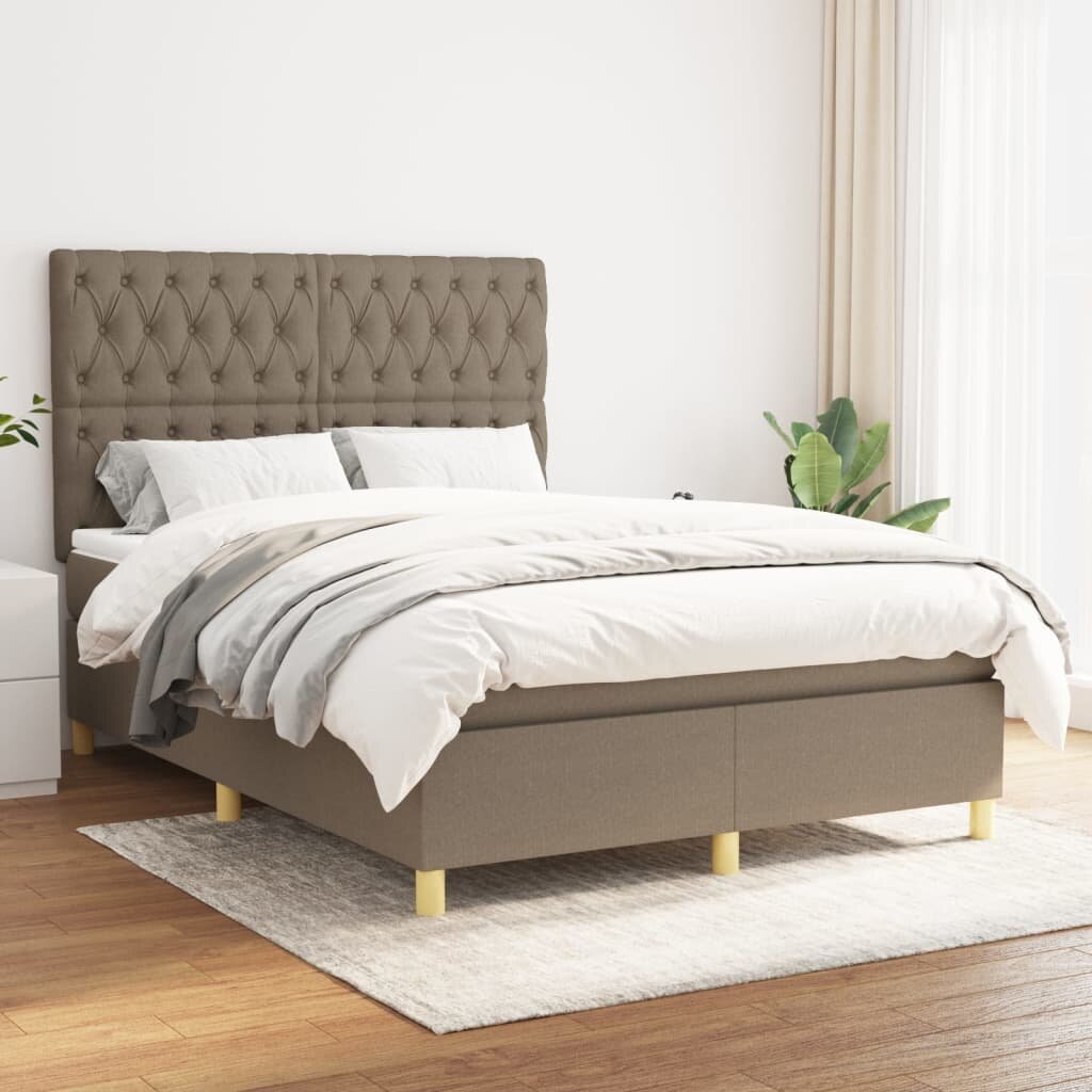 vidaXL Боксспринг легло с матрак таупе 140x200 см плат