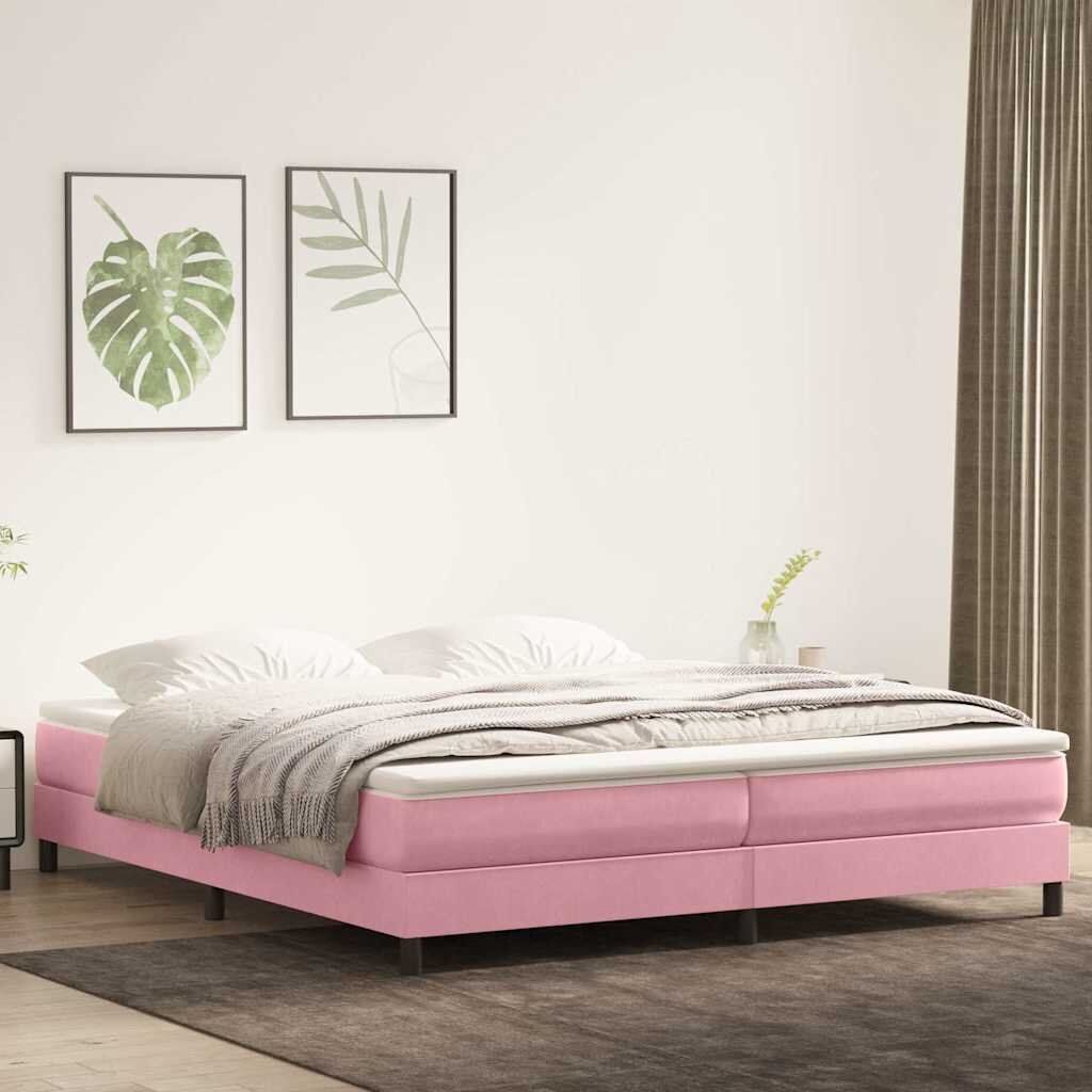 vidaXL Box Spring легло без матрак розово 200x210 cm кадифе