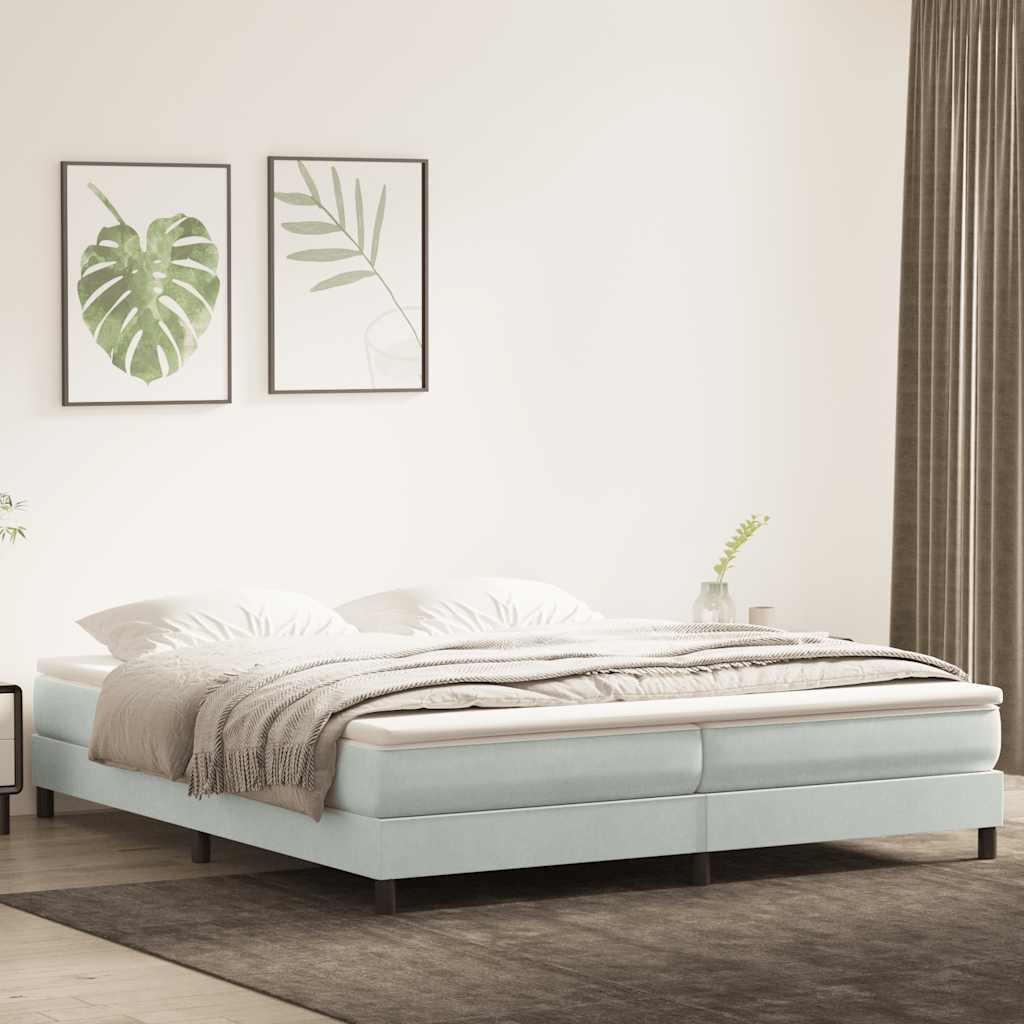 vidaXL Box Spring Легло без матрак Светло сиво 200x210 cm Кадифе