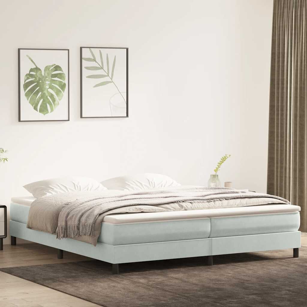 vidaXL Box Spring Легло без матрак Светло сиво 200x220 cm Кадифе