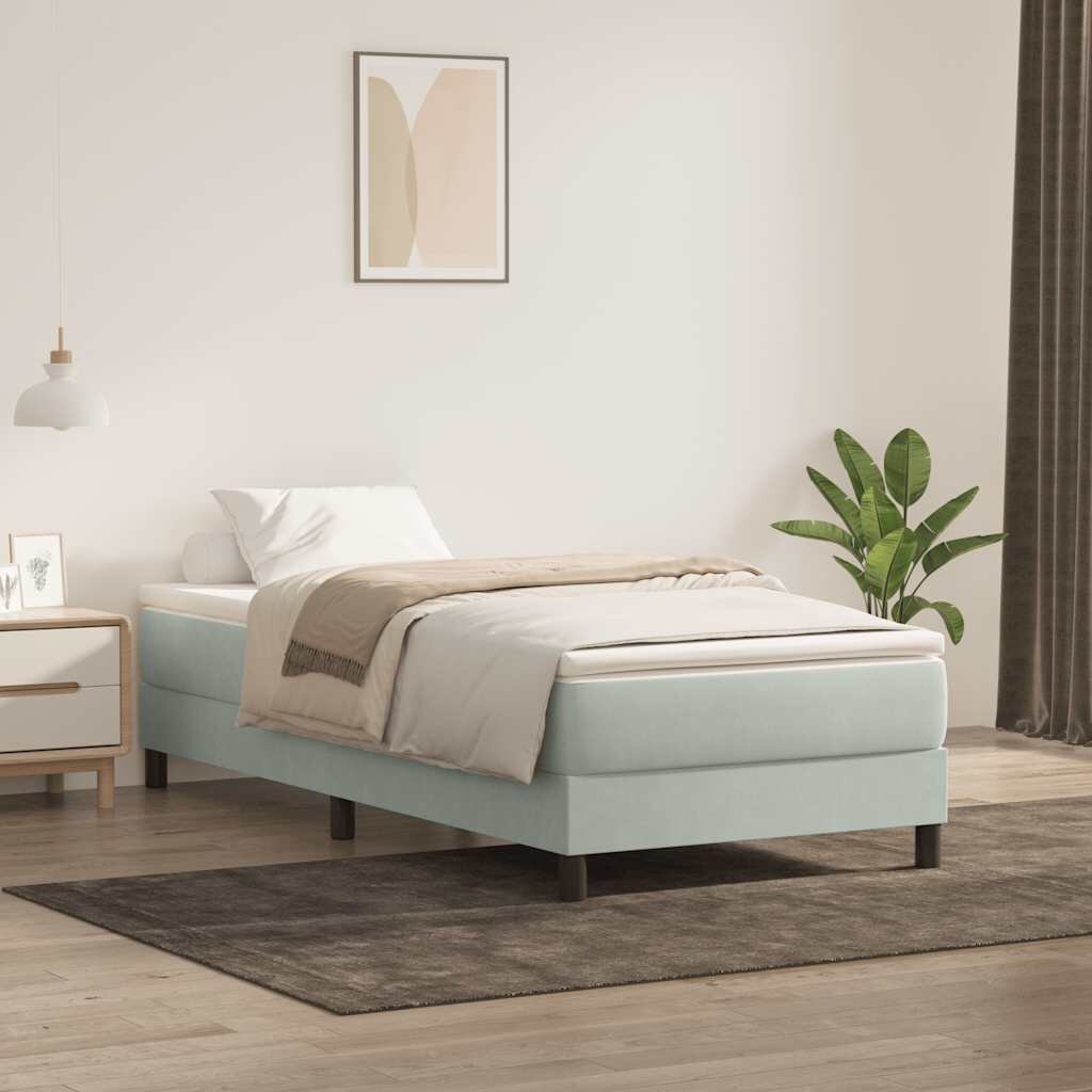 vidaXL Box Spring легло без матрак Светло сиво 80x220 cm кадифе