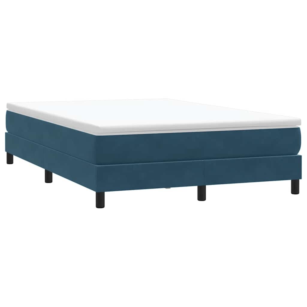 vidaXL Box Spring легло без матрак Тъмно синьо 140x210 cm кадифе
