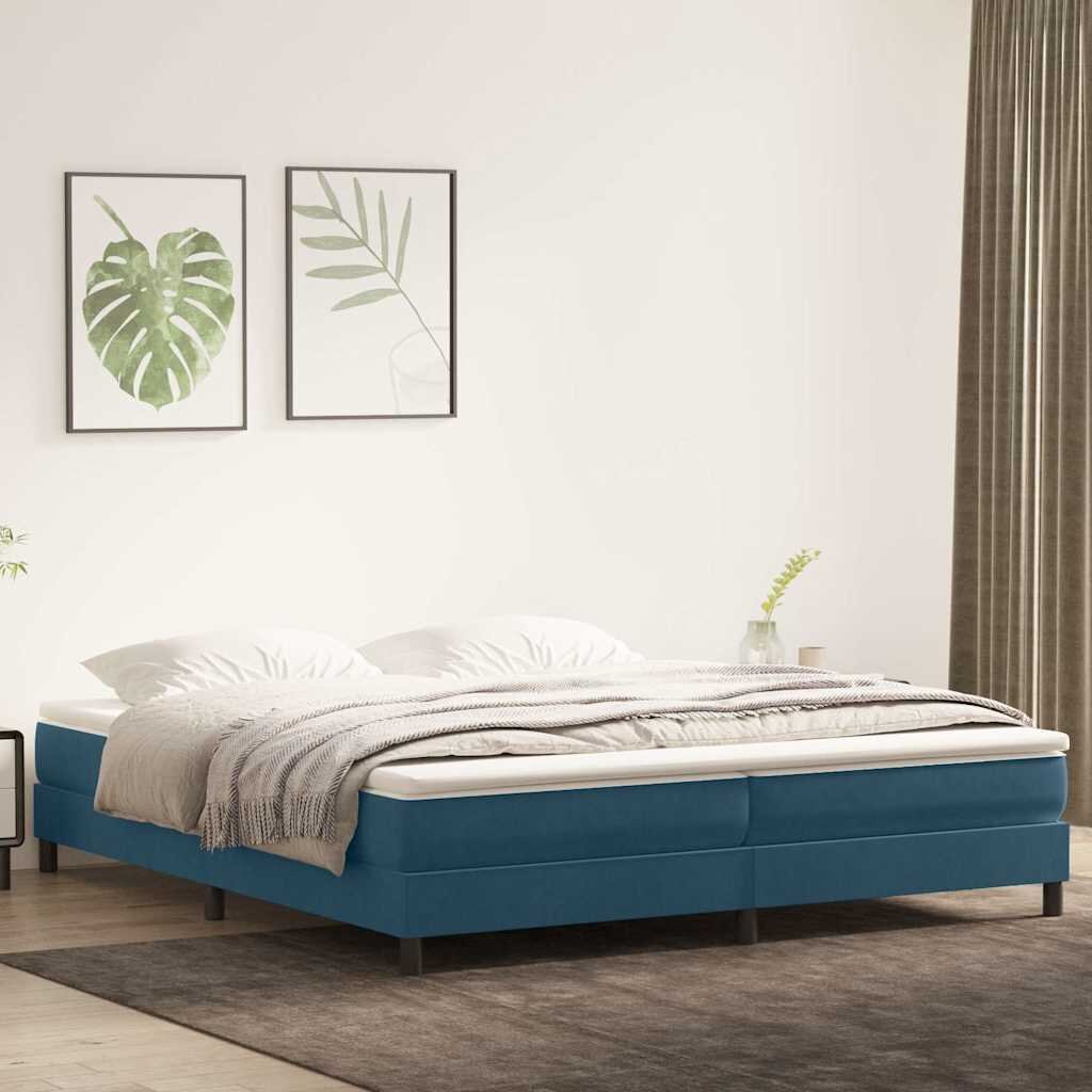 vidaXL Box Spring Легло без матрак Тъмно синьо 200x210 cm Кадифе