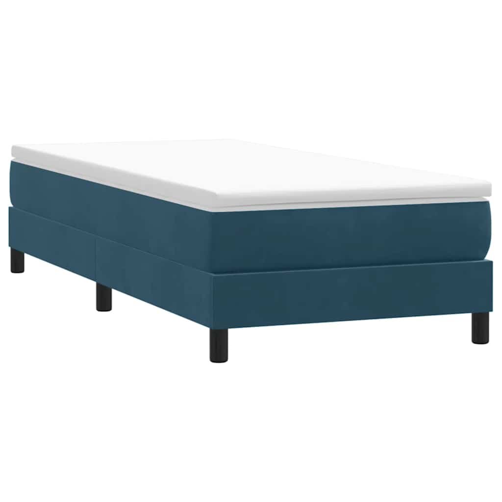 vidaXL Box Spring легло без матрак Тъмно синьо 80x210 cm кадифе