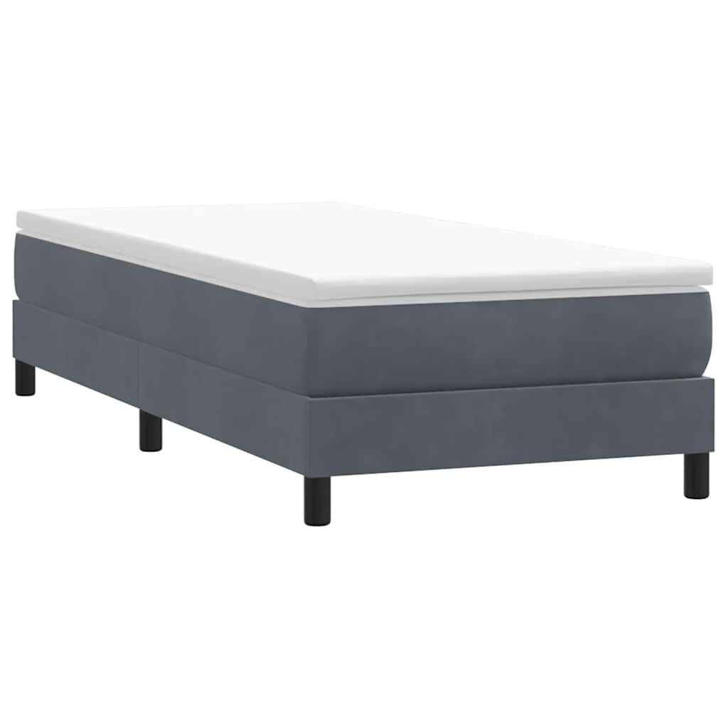 vidaXL Box Spring Легло без матрак Тъмно сиво 100x210 cm Кадифе