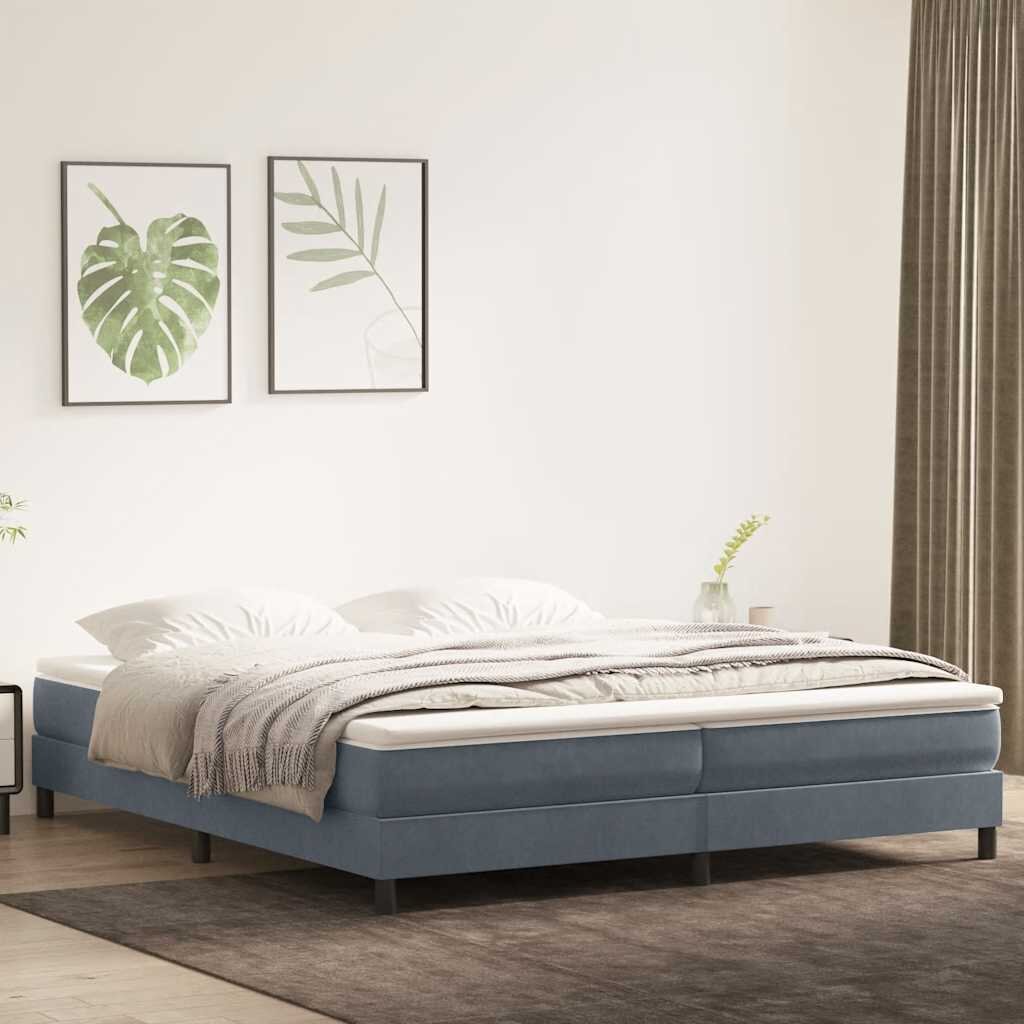 vidaXL Box Spring Легло без матрак Тъмно сиво 200x210 cm Кадифе