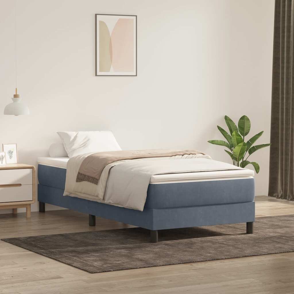 vidaXL Box Spring Легло без матрак Тъмно сиво 90x220 cm Кадифе