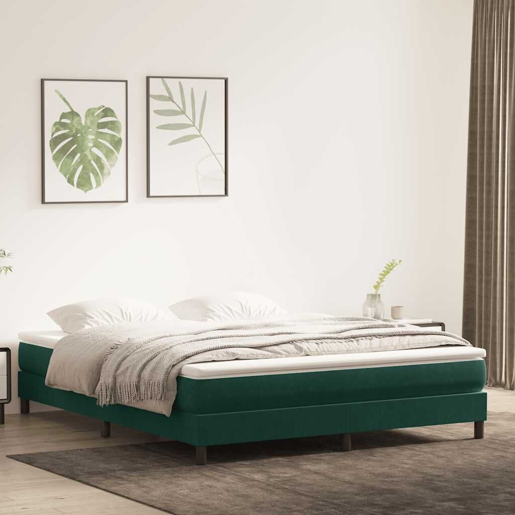 vidaXL Box Spring легло без матрак Тъмнозелено 180x220 cm кадифе