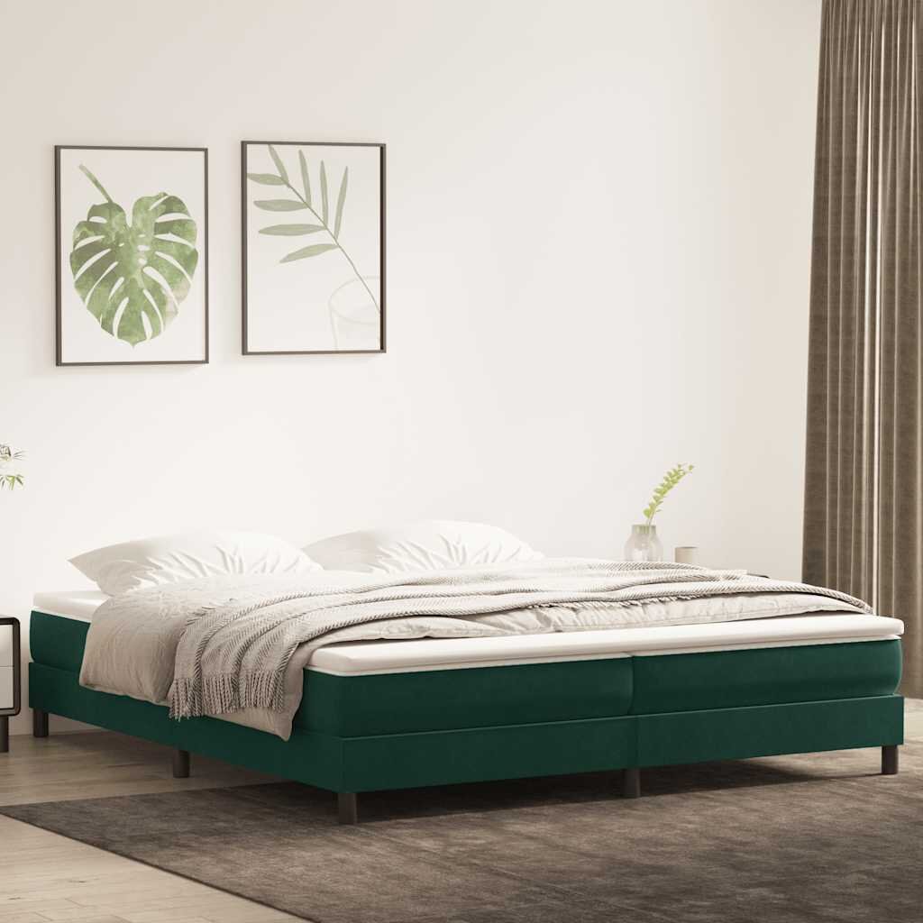 vidaXL Box Spring Легло без матрак Тъмнозелено 200x210 cm Кадифе