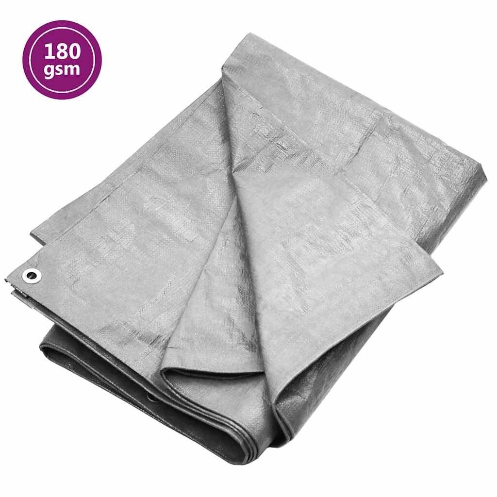 vidaXL Брезент 180 г/м² 3x5 м сив HDPE