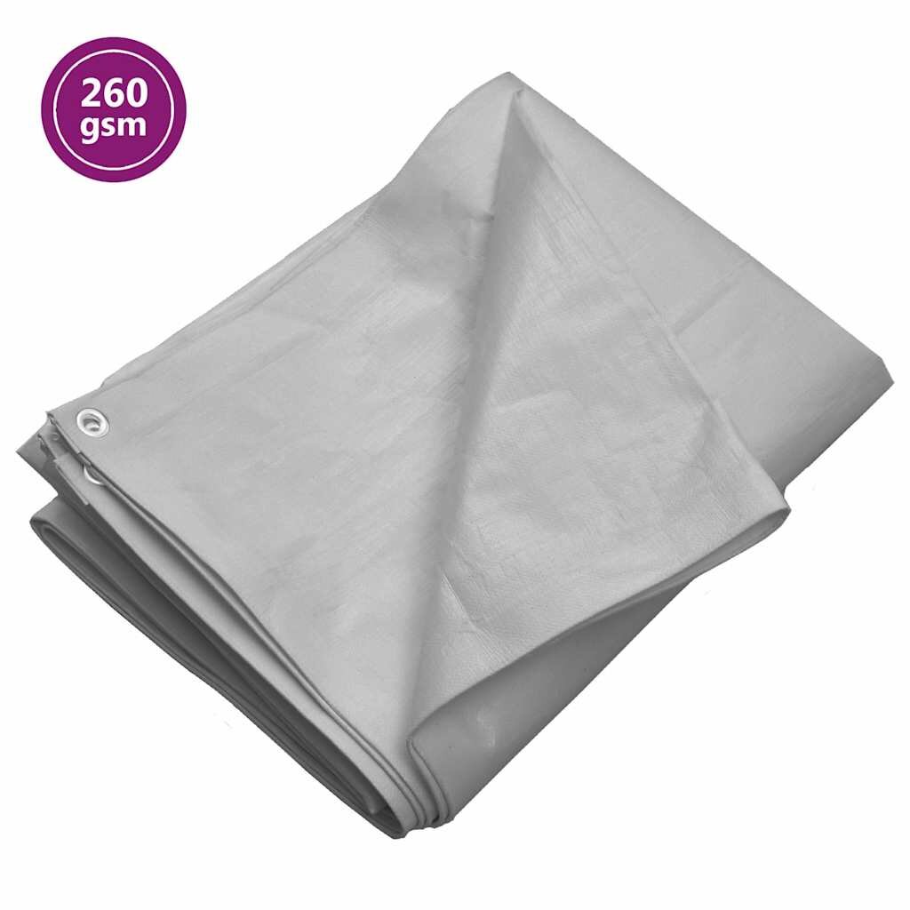 vidaXL Брезент 260 г/м² 2x3 м сив HDPE