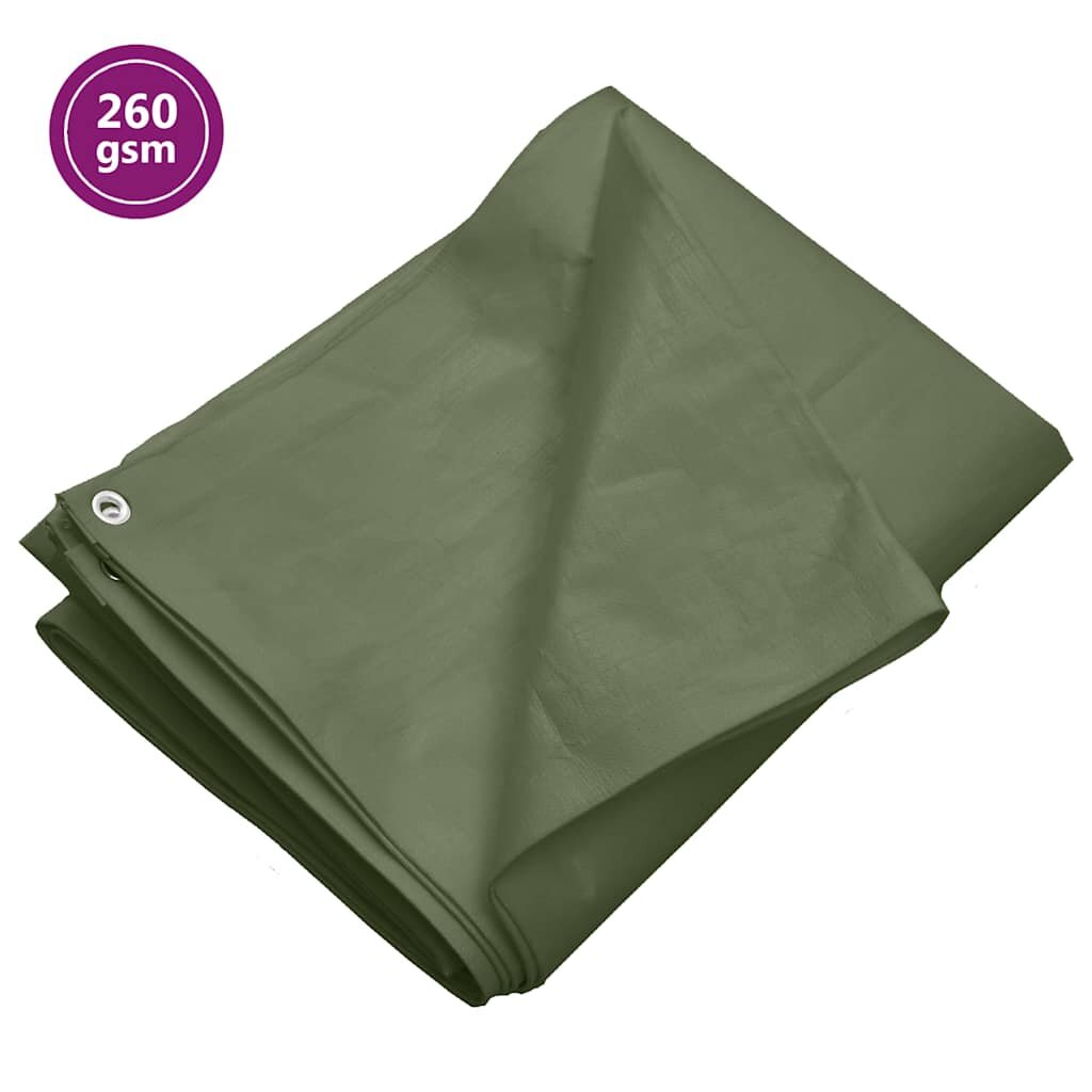 vidaXL Брезент 260 г/м² 6x8 м зелен HDPE