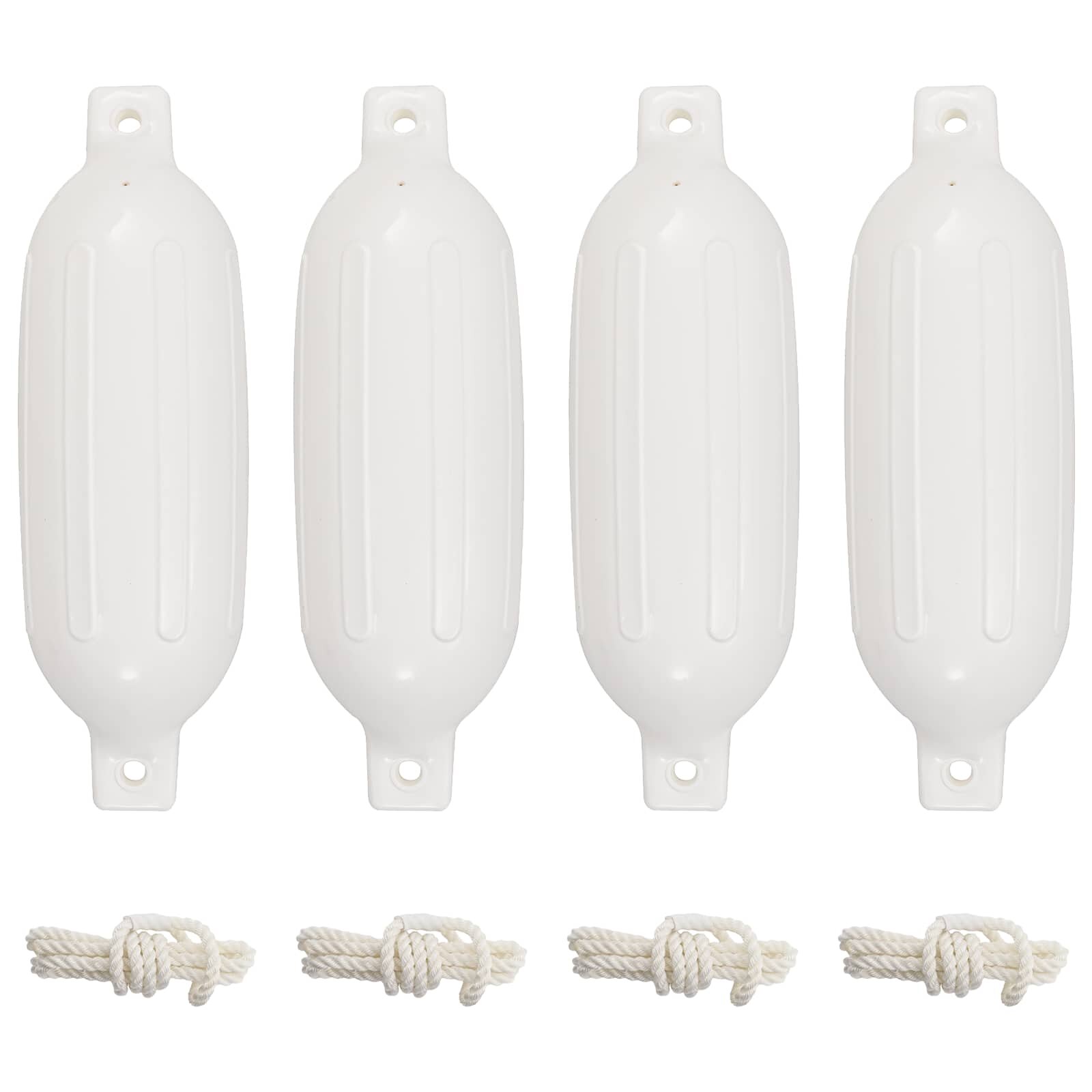 vidaXL Броня за лодка 4 бр бяла Ø 16x58 см PVC