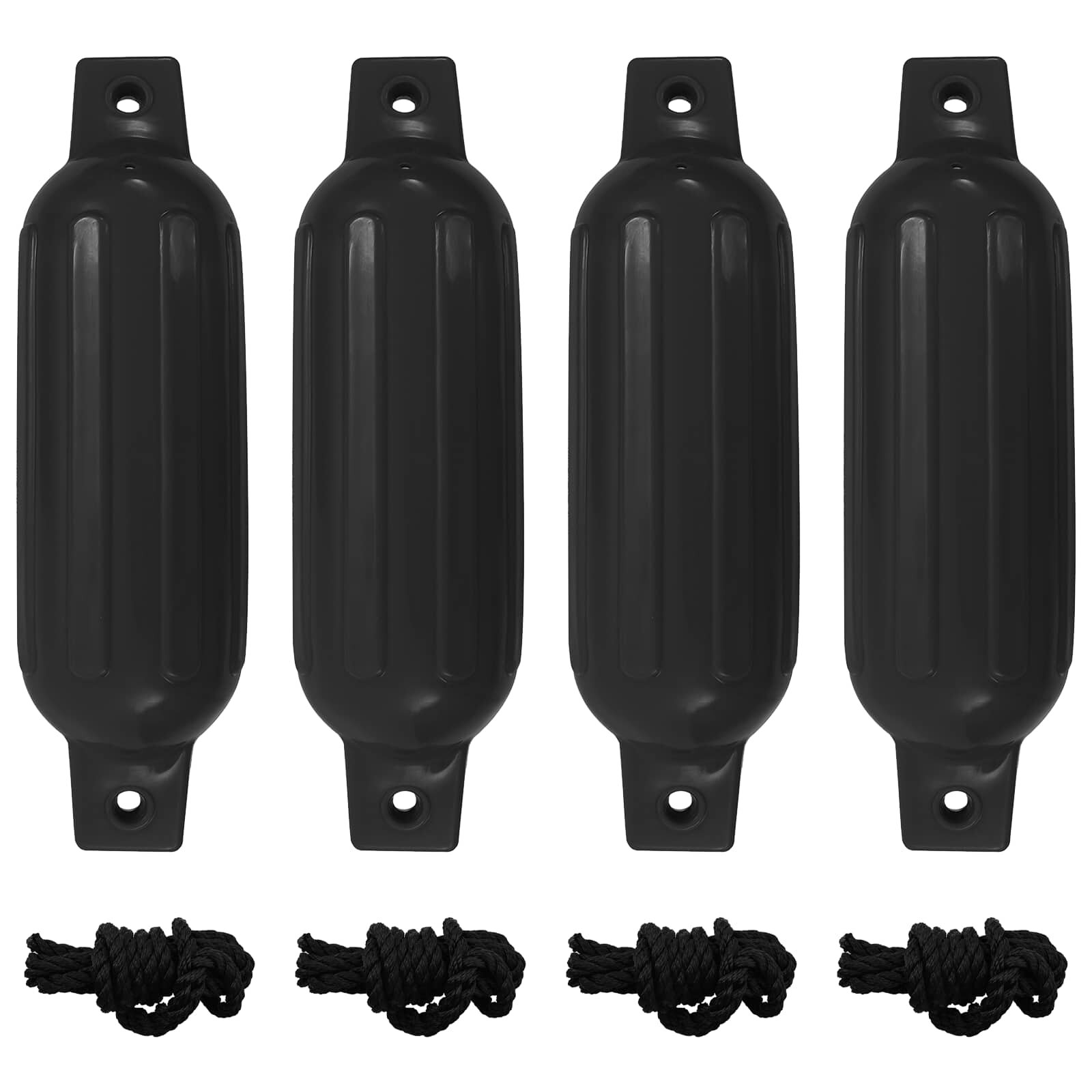 vidaXL Броня за лодка 4 бр черна Ø 11x40 см PVC