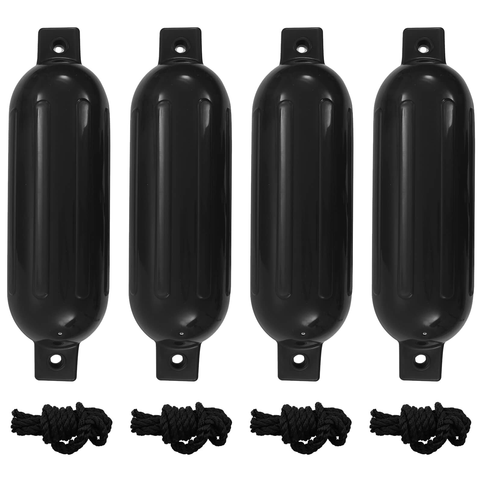 vidaXL Броня за лодка 4 бр черна Ø 14x50 см PVC
