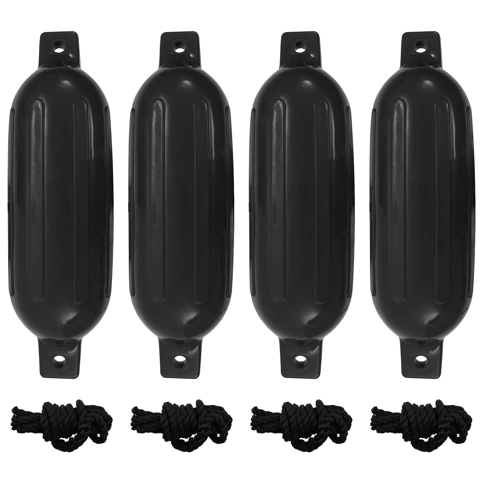 vidaXL Броня за лодка 4 бр черна Ø 16x58 см PVC