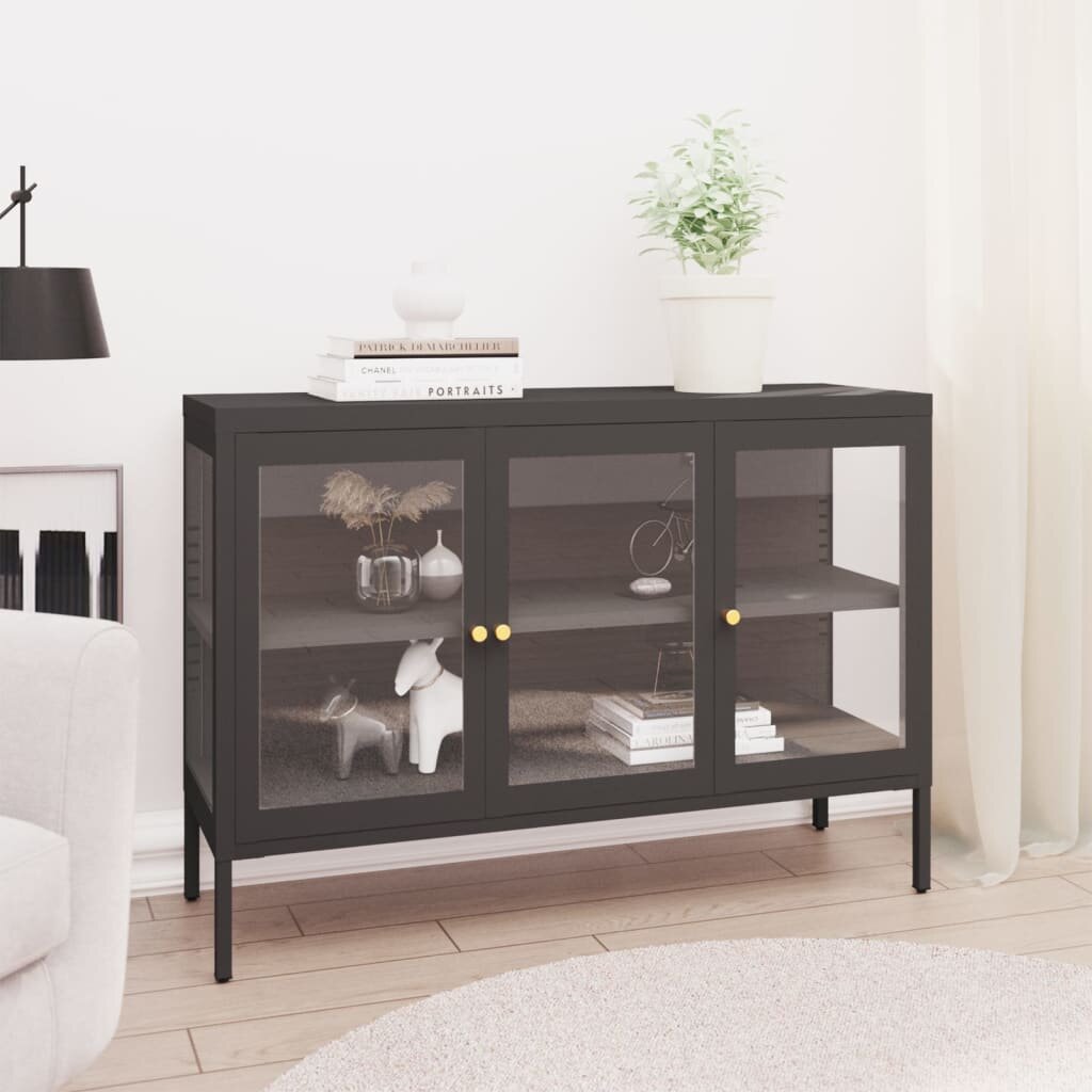 vidaXL Бюфет антрацит 105x35x70 см стомана и стъкло