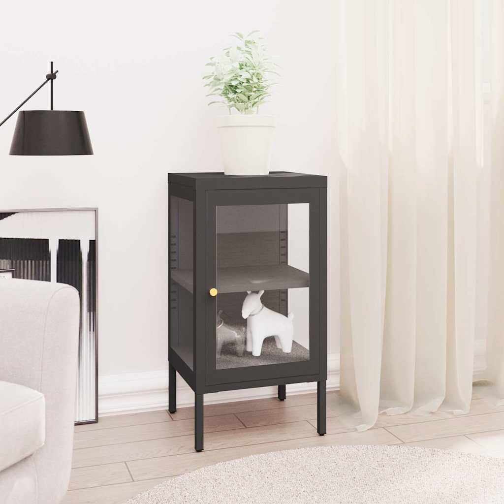 vidaXL Бюфет антрацит 38x35x70 см стомана и стъкло