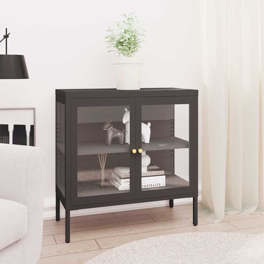 vidaXL Бюфет антрацит 70x35x70 см стомана и стъкло