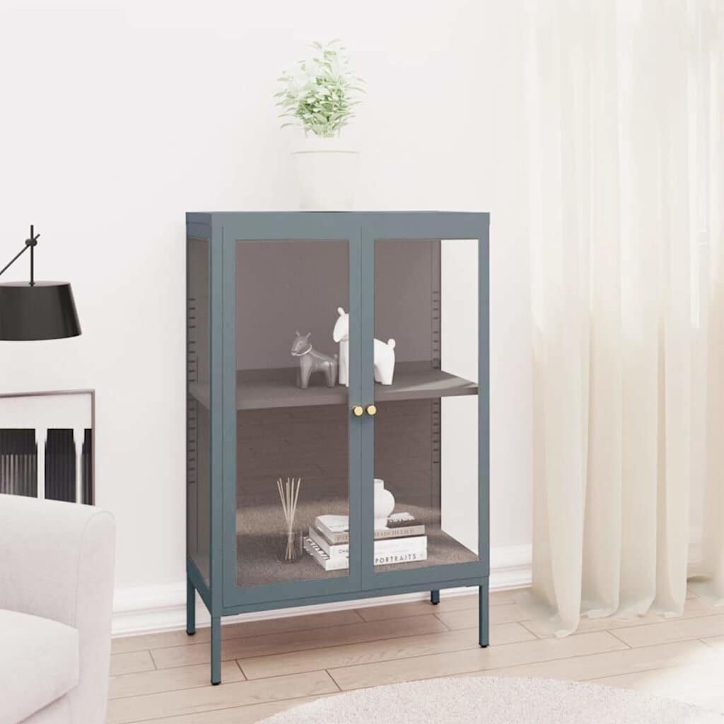 vidaXL Бюфет антрацит 75x35x105 см стомана и стъкло