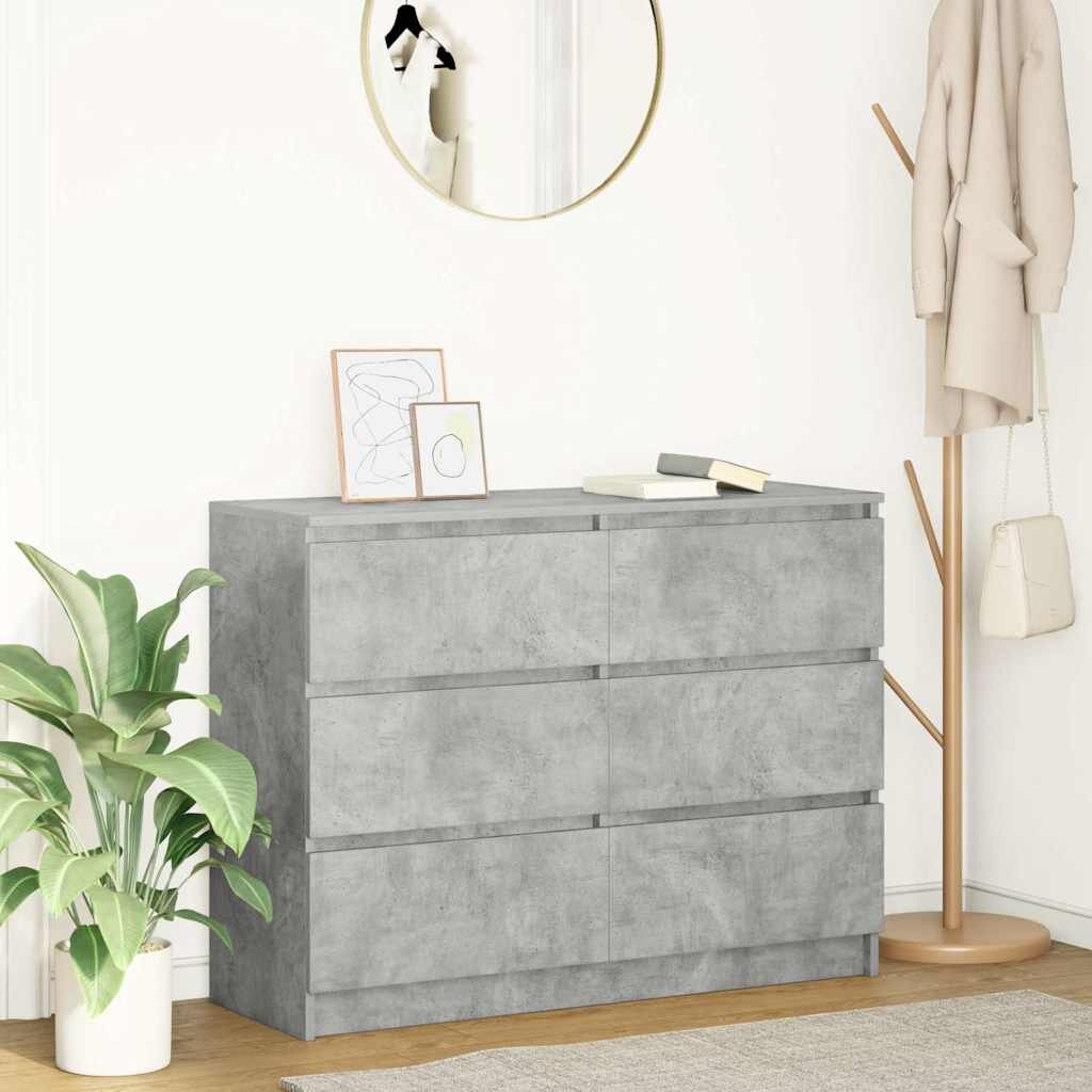 vidaXL Бюфет бетонно сив 100x35x76 см инженерно дърво