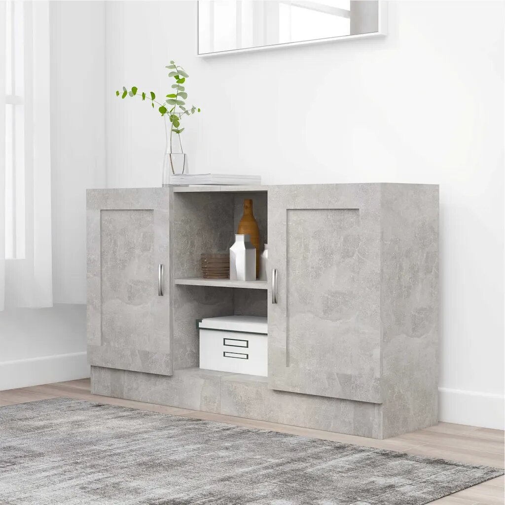 vidaXL Бюфет бетонно сив 120x305x70 см ПДЧ