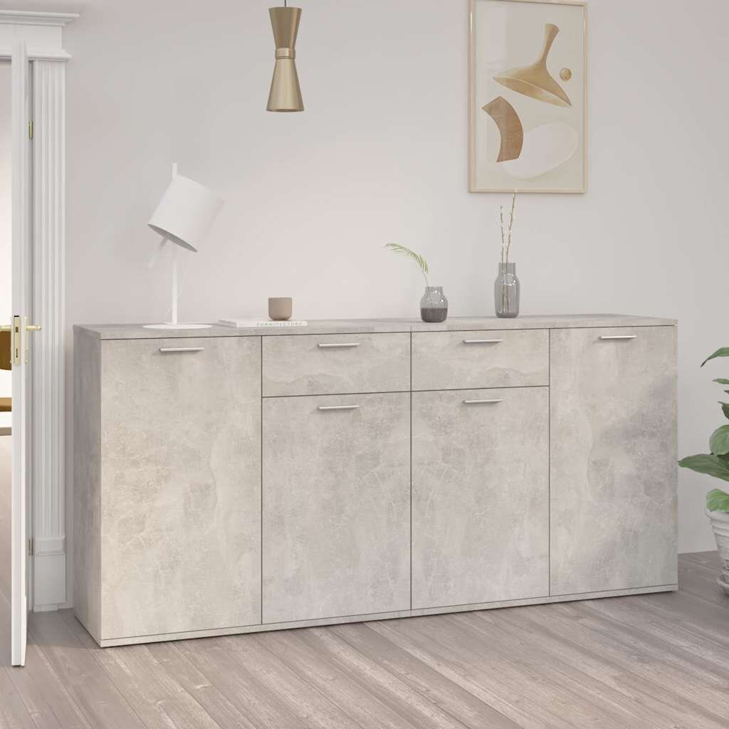 vidaXL Бюфет бетонно сив 160x36x75 см инженерно дърво