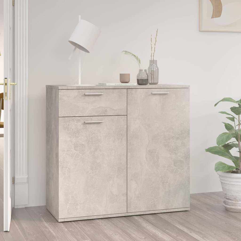 vidaXL Бюфет бетонно сив 80x36x75 см инженерно дърво
