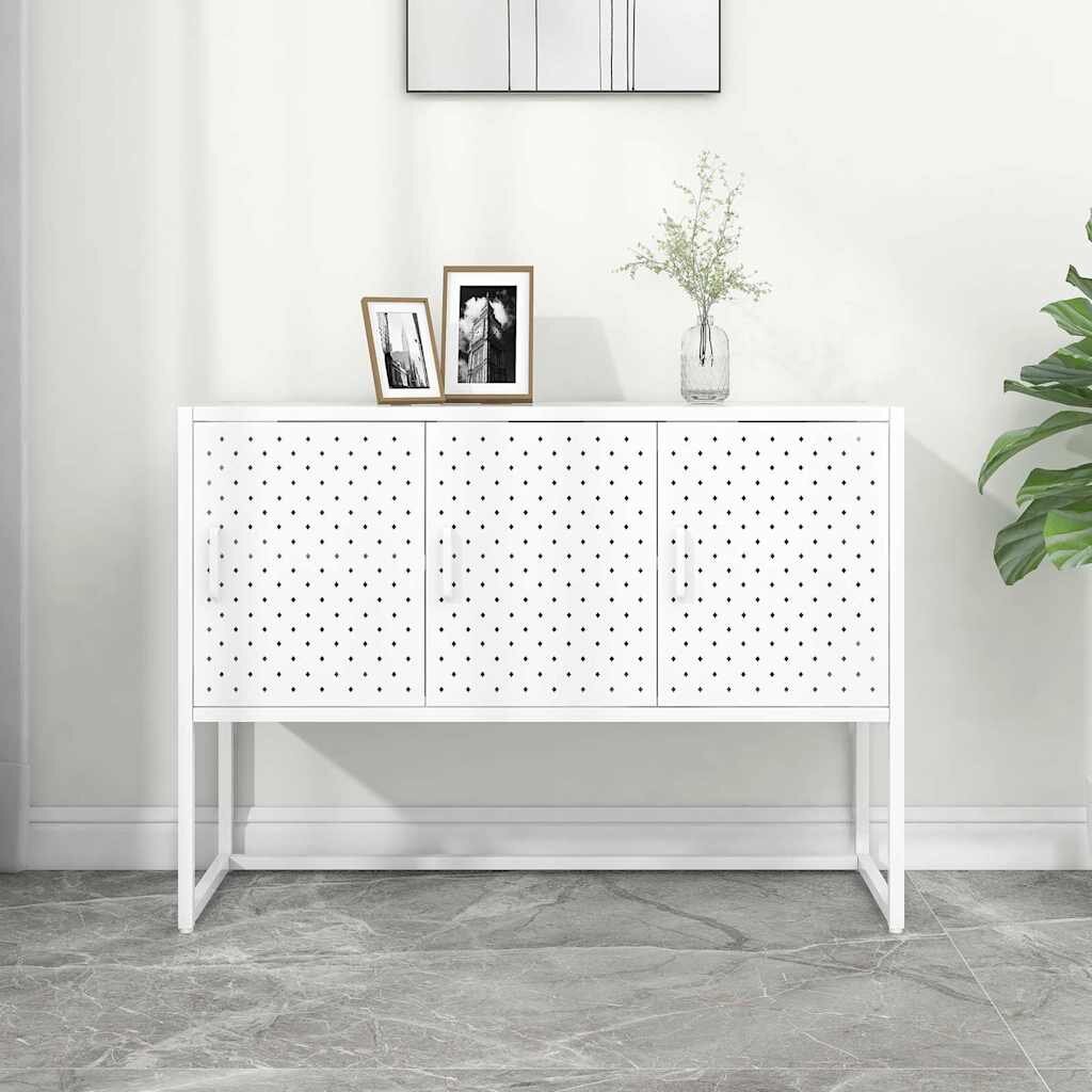 vidaXL Бюфет бял 105x35x75 см стомана