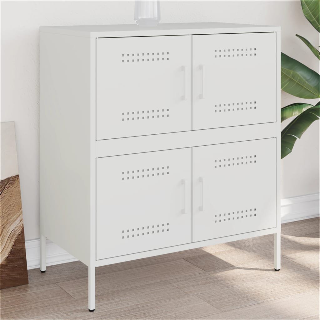 vidaXL Бюфет бял 68x39x79 см стомана