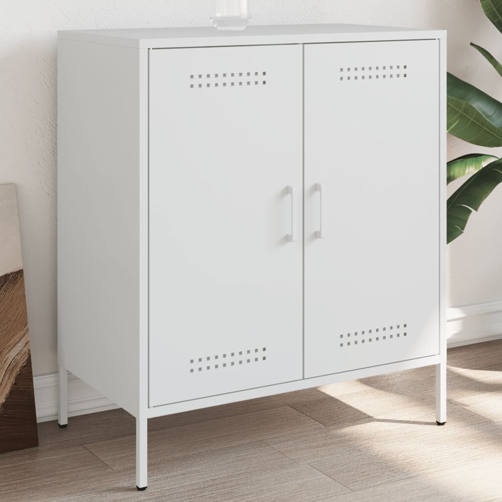 vidaXL Бюфет бял 68x39x79 см стомана