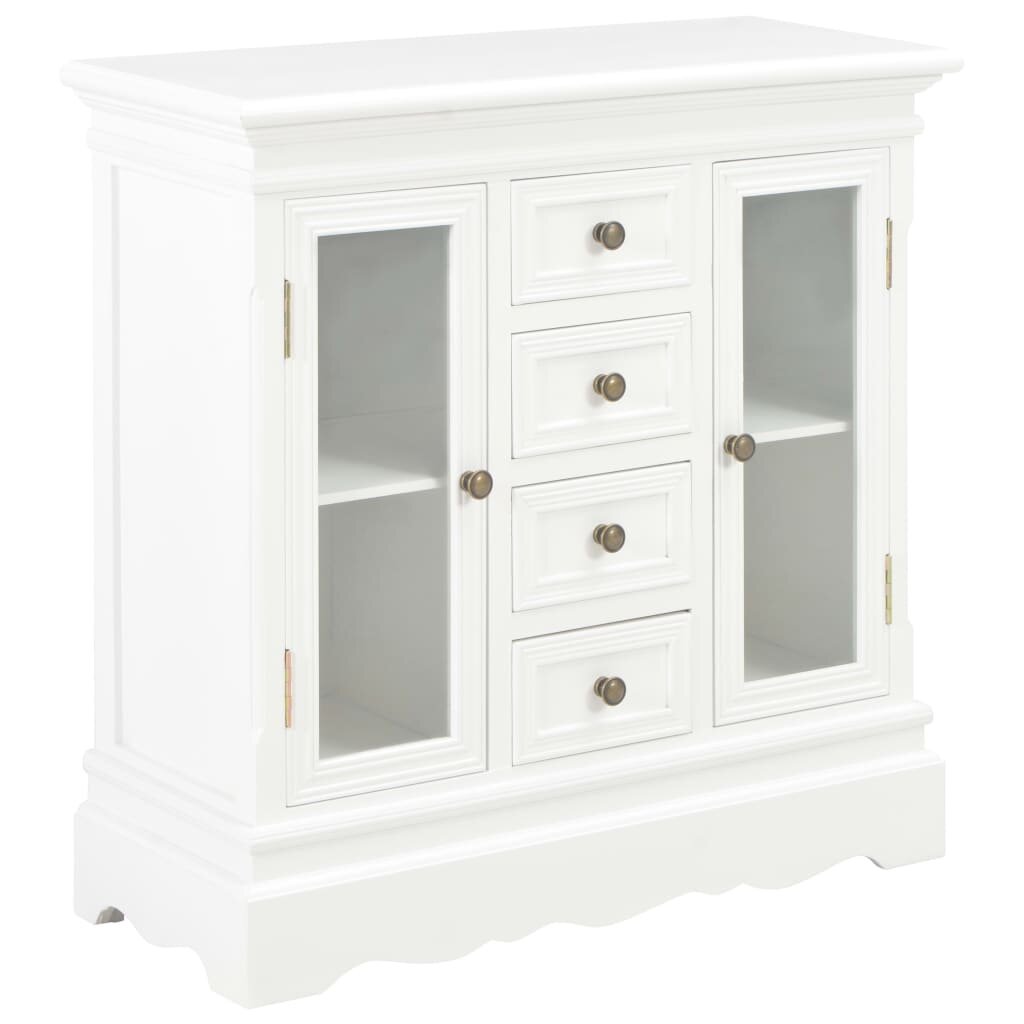 vidaXL Бюфет бял 70x28x70 см бор масив