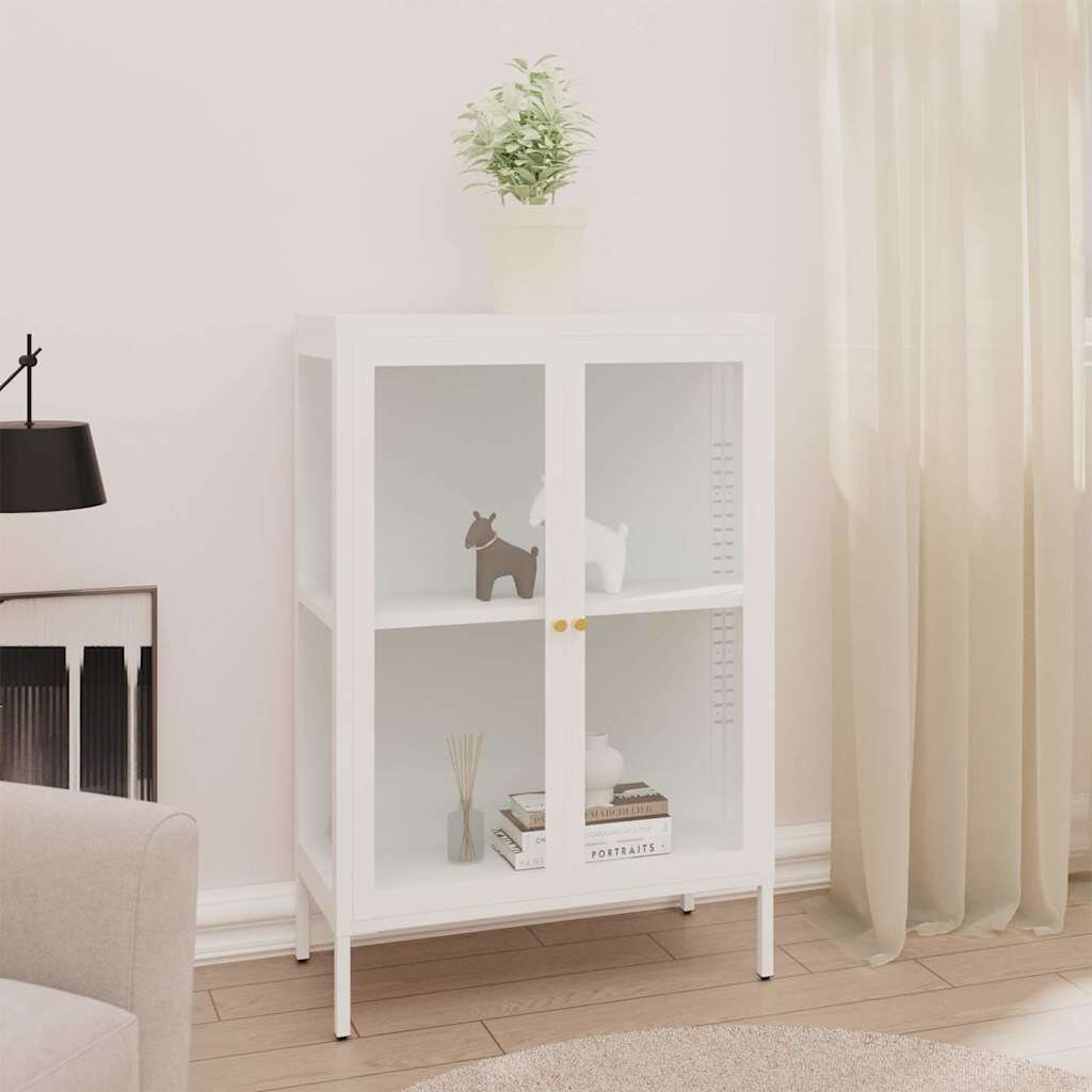 vidaXL Бюфет бял 75x35x105 см стомана и стъкло