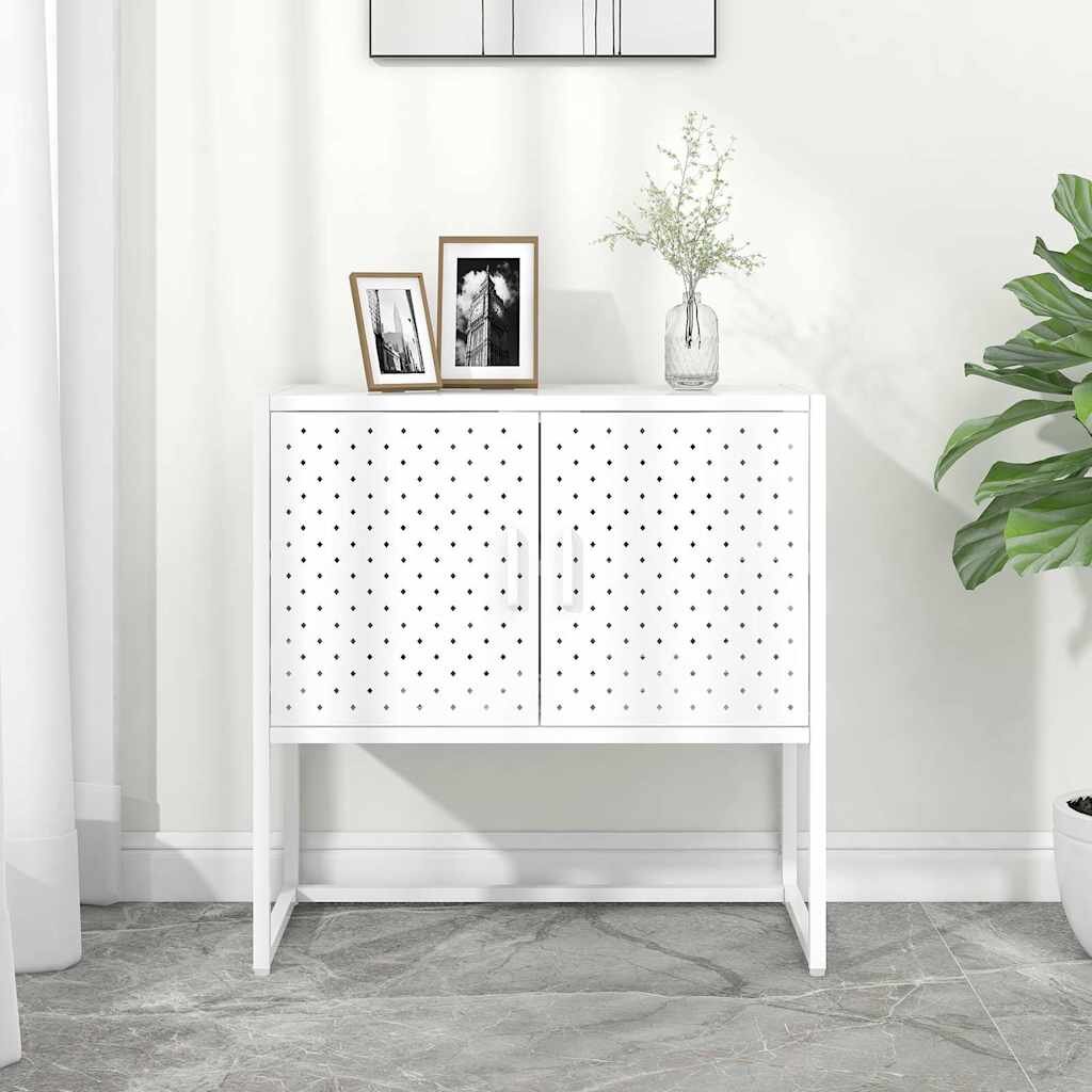 vidaXL Бюфет бял 75x35x75 см стомана