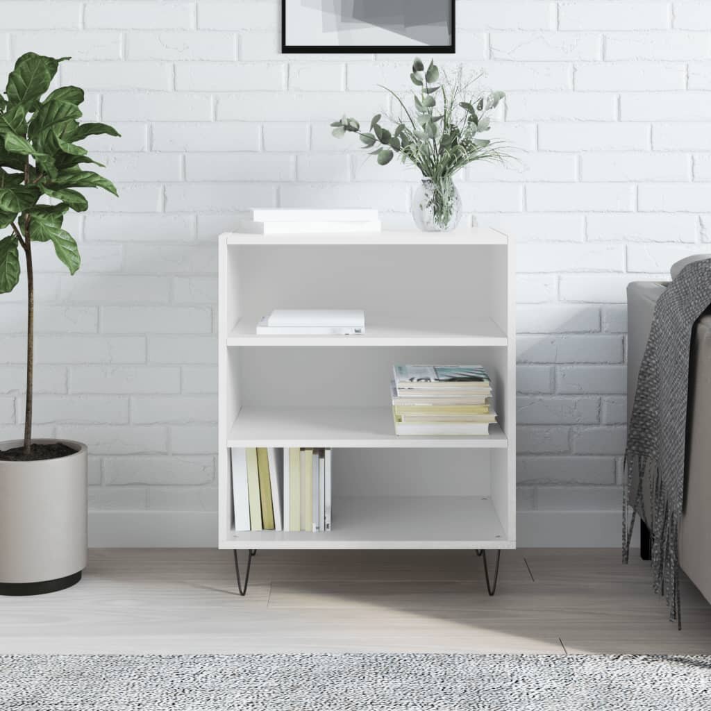 vidaXL Бюфет бял гланц 57x35x70 см инженерно дърво