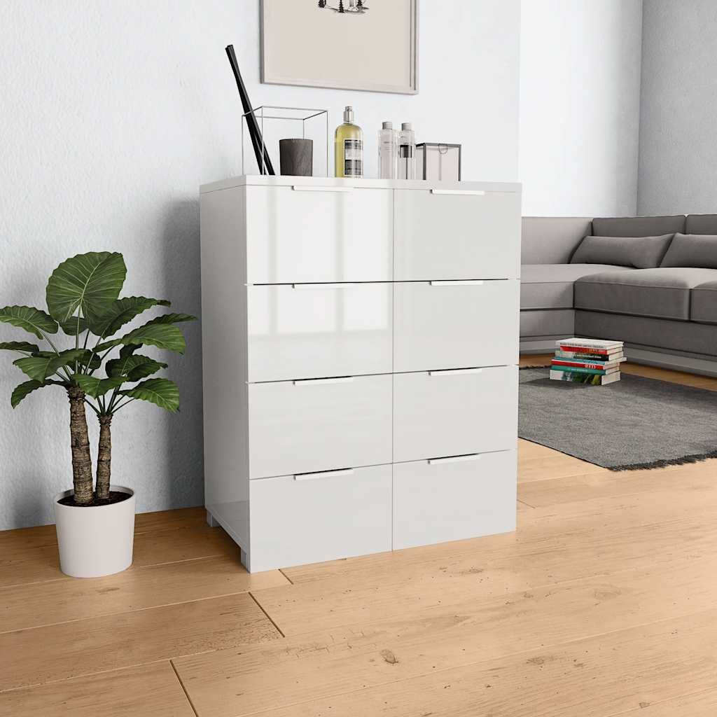 vidaXL Бюфет бял гланц 60x35x80 см инженерно дърво