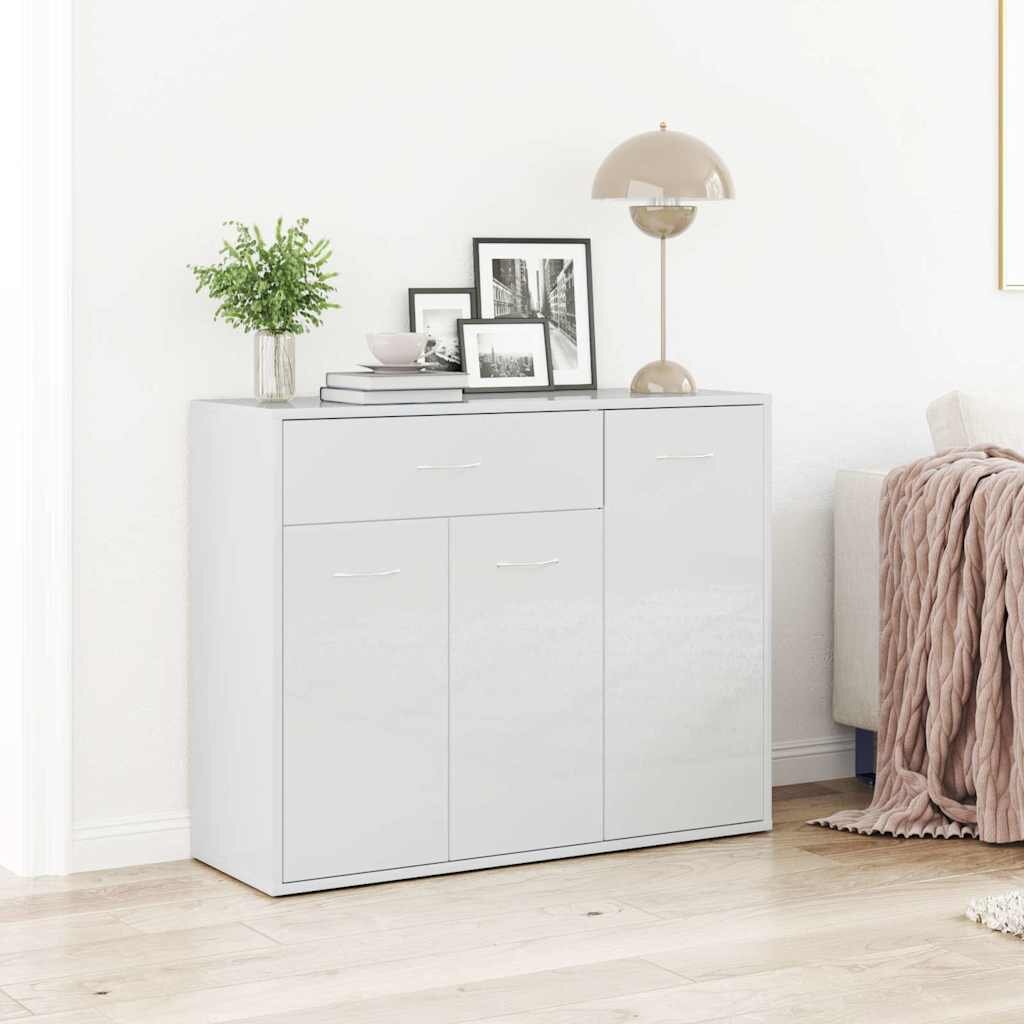 vidaXL Бюфет бял гланц 88x30x70 см инженерно дърво