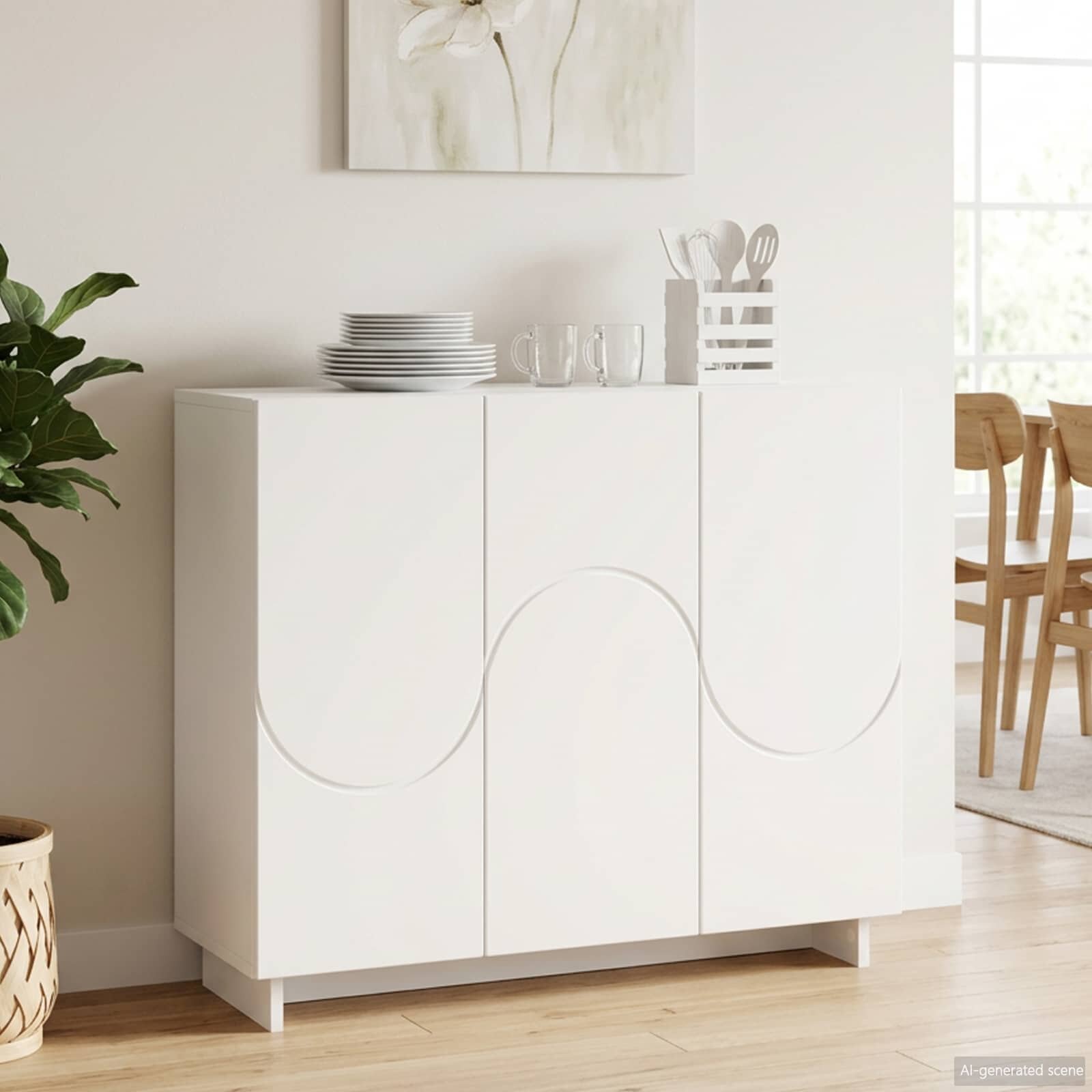 vidaXL Бюфет Бяло 85.5 x 31 x 75 см Инженерна дървесина