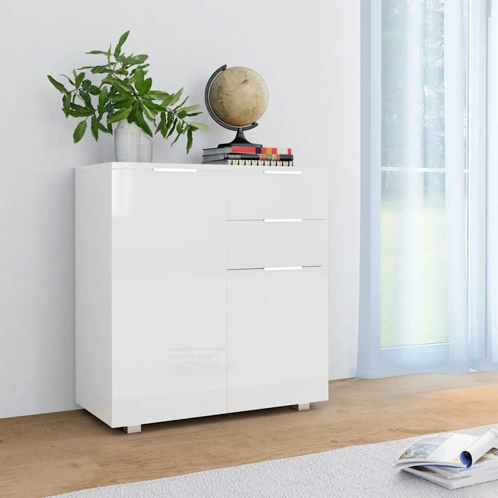 vidaXL Бюфет бяло със силен гланц 71x35x80 см инженерно дърво