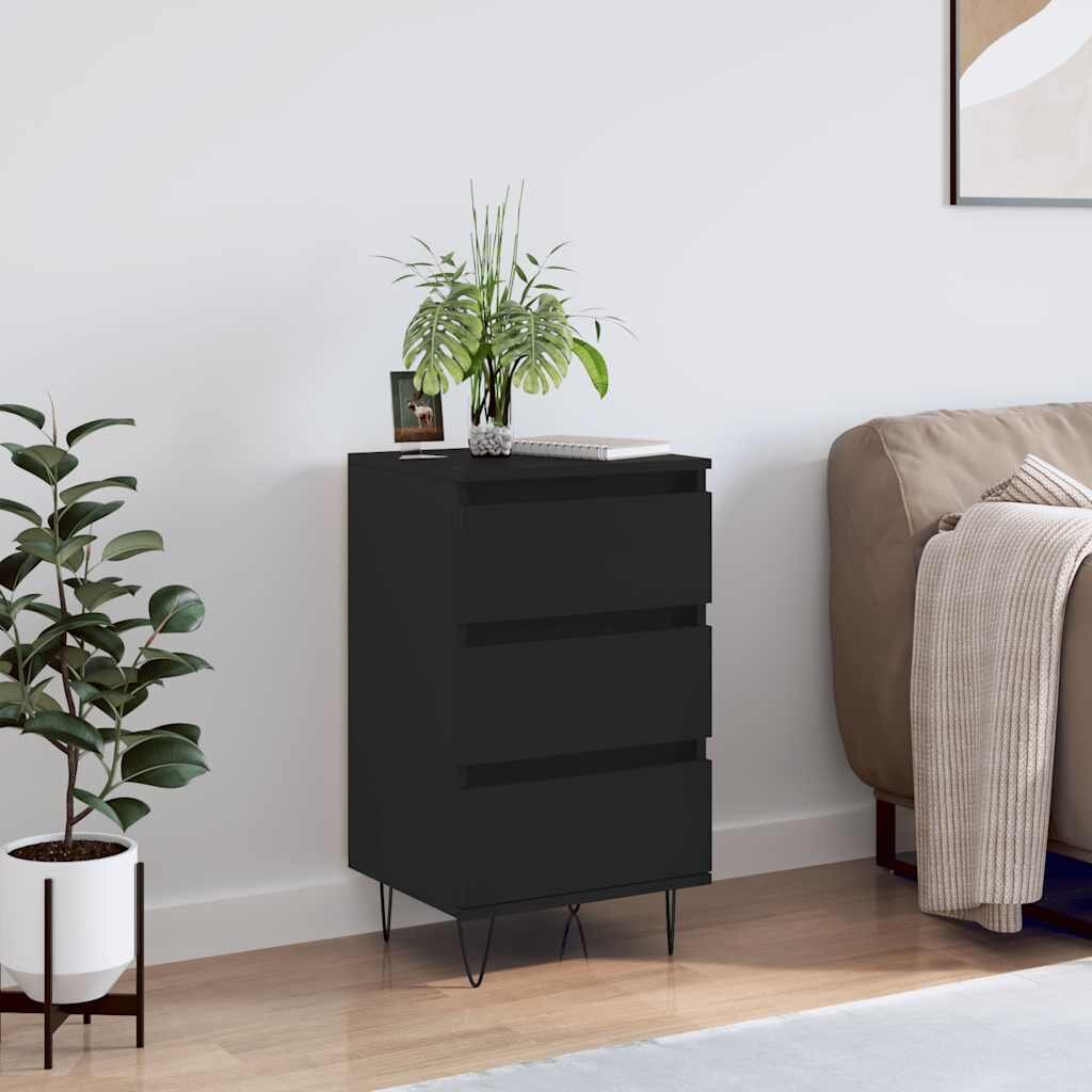 vidaXL Бюфет черен 40x35x70 см инженерно дърво