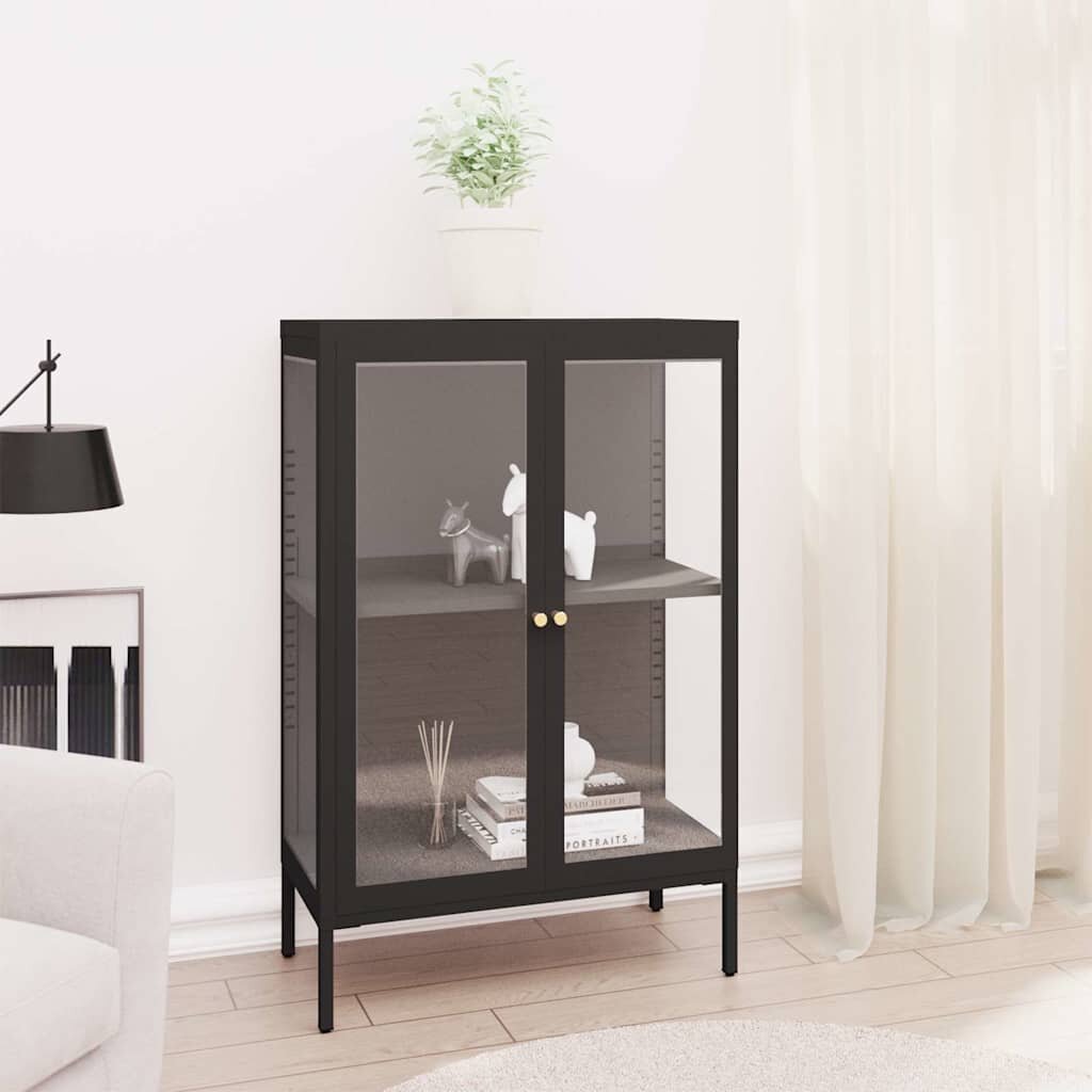 vidaXL Бюфет черен 75x35x105 см стомана и стъкло