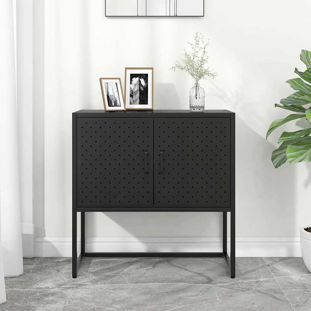 vidaXL Бюфет черен 75x35x75 см стомана
