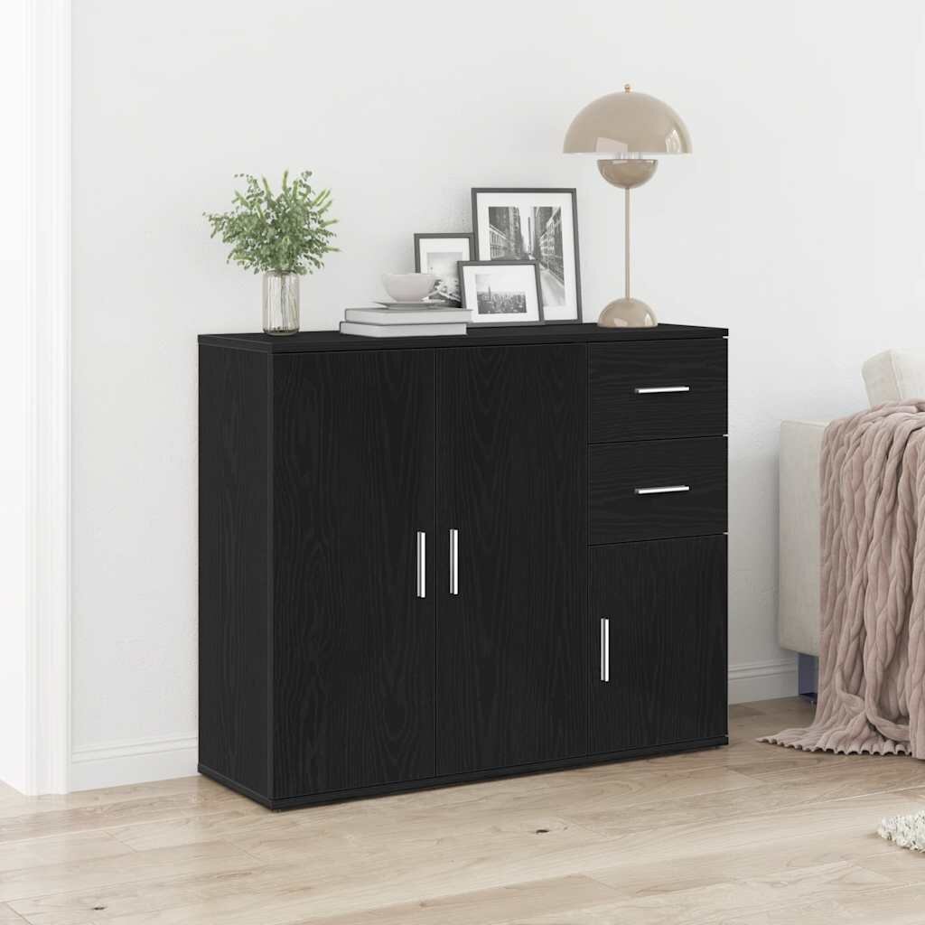 vidaXL Бюфет черен дъб 91x295x75 см инженерно дърво