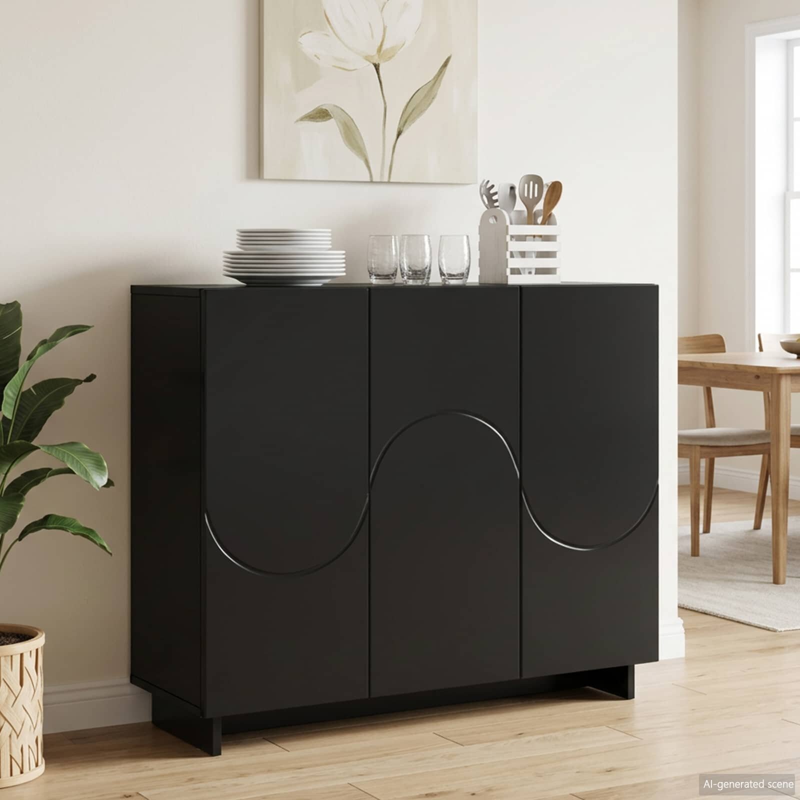 vidaXL Бюфет Черно 85.5 x 31 x 75 см Инженерна дървесина