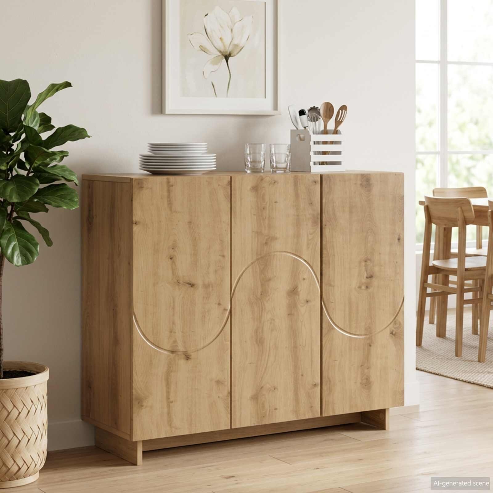 vidaXL Бюфет Дъб артизан 85.5 x 31 x 75 см Инженерна дървесина