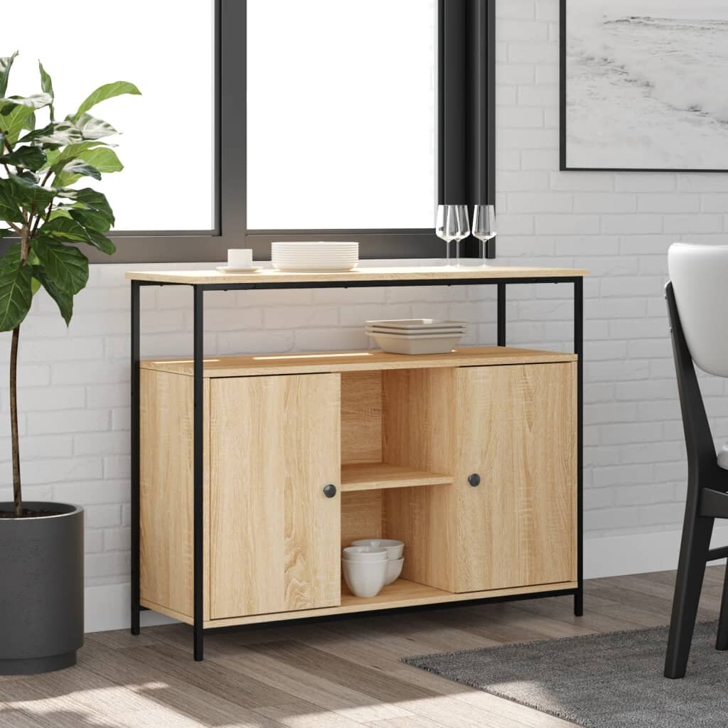 vidaXL Бюфет дъб сонома 100x35x80 см инженерно дърво