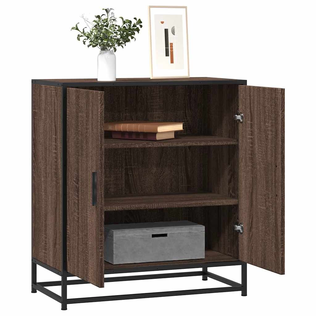 vidaXL Бюфет Кафяв дъб 68x35x76 cm Изработена дървесина и метал