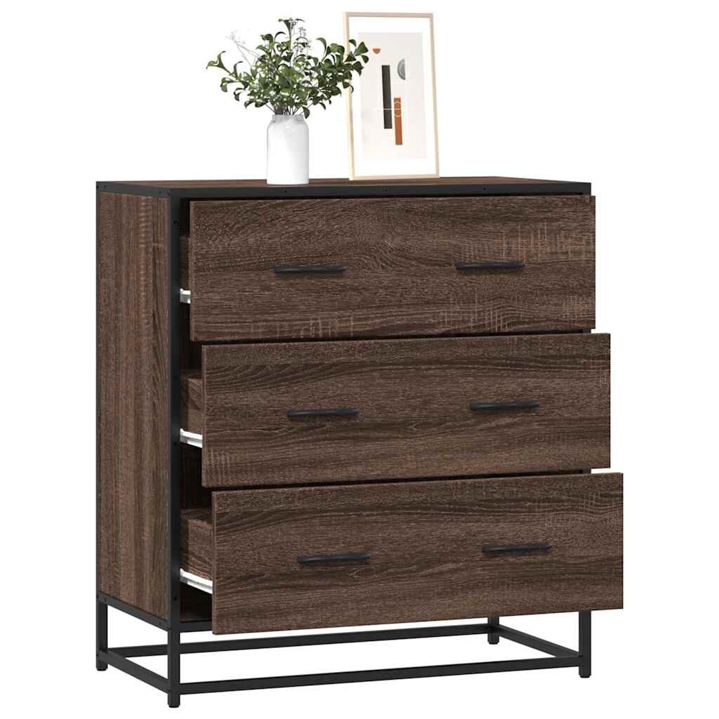 vidaXL Бюфет Кафяв дъб 68x35x76 cm Изработена дървесина и метал