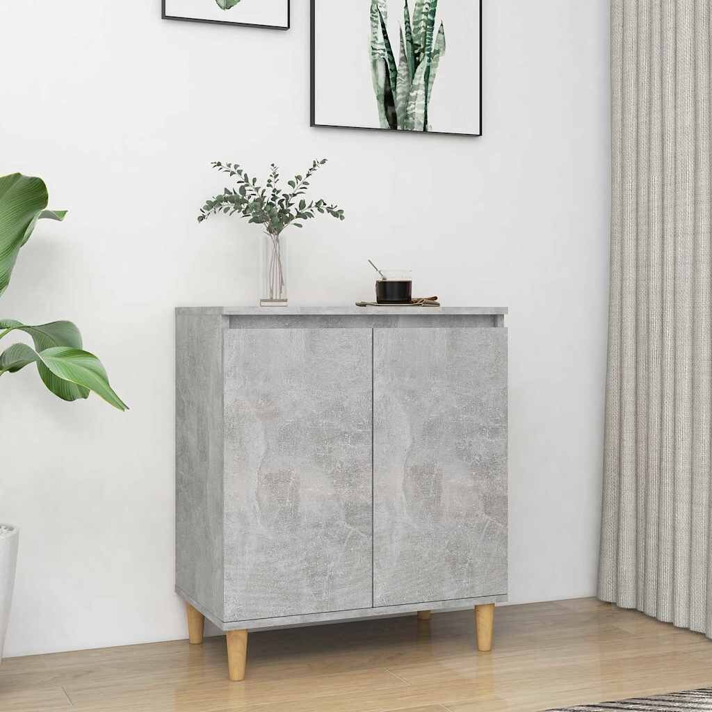 vidaXL Бюфет крака дърво масив бетонно сив 60x35x70 см инженерно дърво